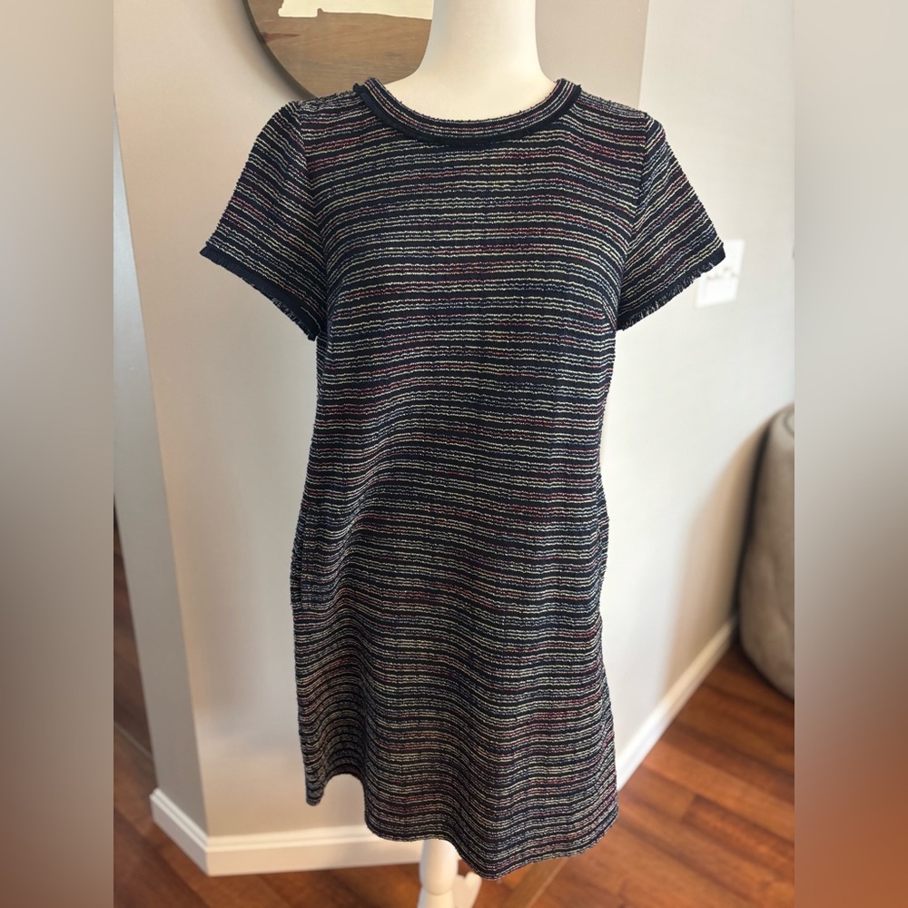 LOFT Navy Multicolor Knit Dress